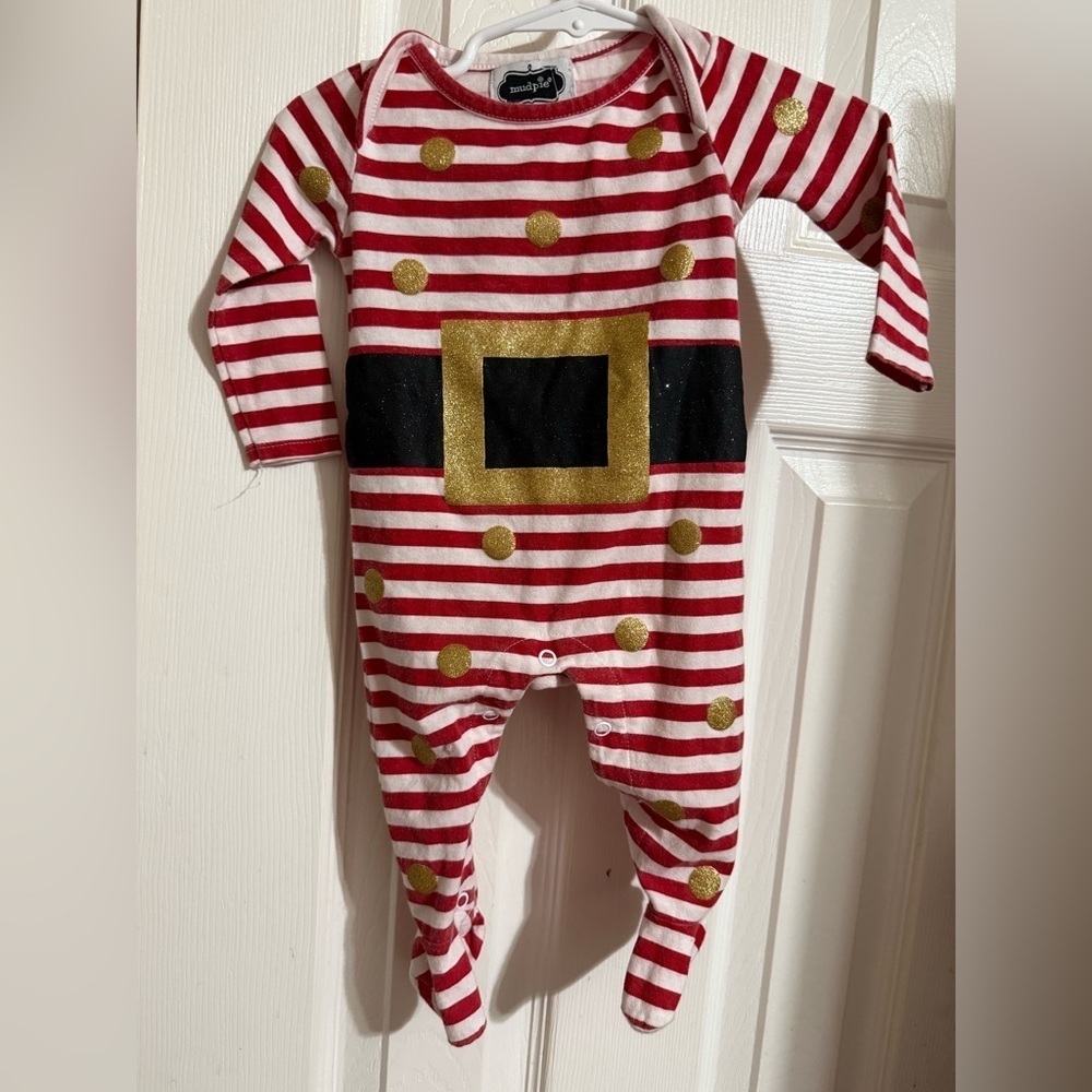 Mudpie Footed Santa Romper